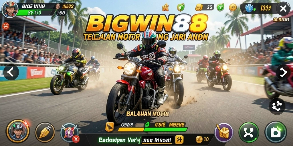 Tampilan gameplay seru dari balapan motor di BIGWIN88.