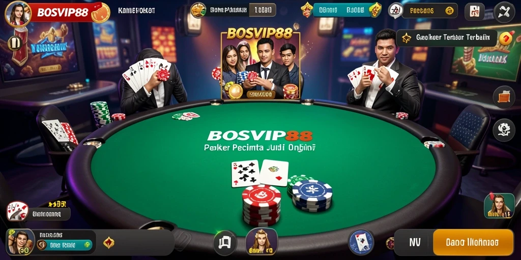 Screenshot gameplay BOSVIP88 yang menampilkan pengalaman Poker yang mendebarkan.