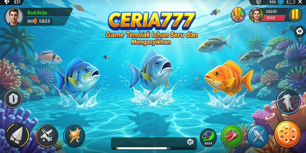 Screenshot CERIA777 menampilkan aksi menembak ikan yang penuh warna.