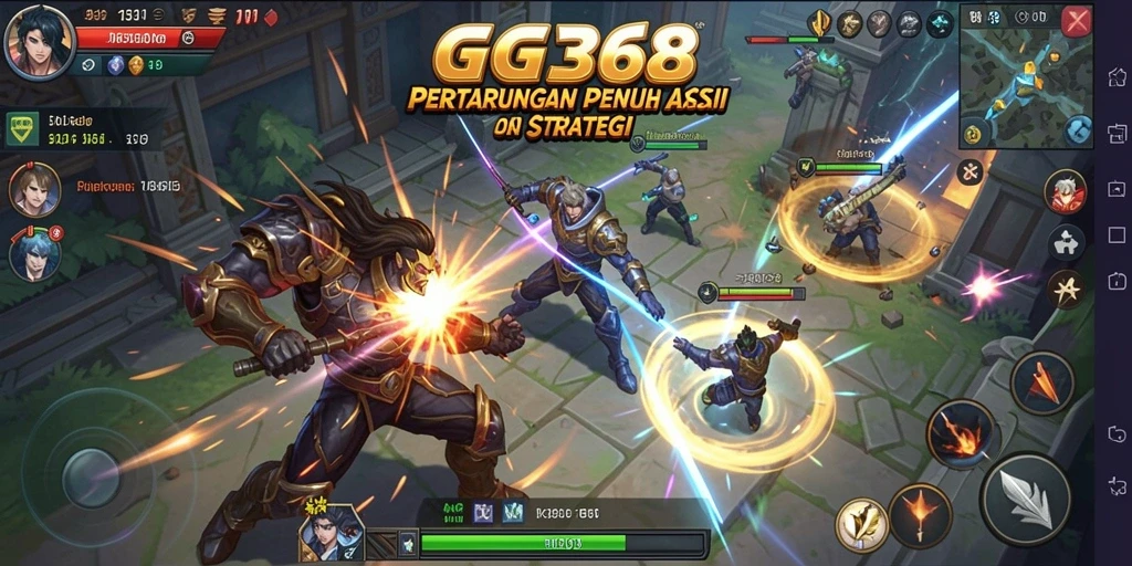 Gameplay GG368 yang mendebarkan di arena pertarungan.