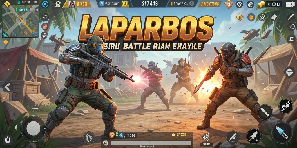 Tangkapan layar menunjukkan aksi intens di LAPARBOS Battle Royale.