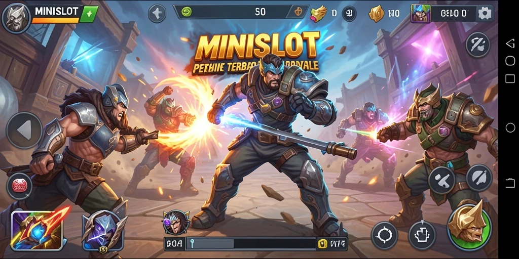 Tangkapan layar dari MINISLOT memperlihatkan aksi adrenalin di medan perang Battle Royale.