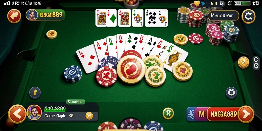 Screenshot gameplay NAGA889 menunjukkan suasana seru permainan Gaple.