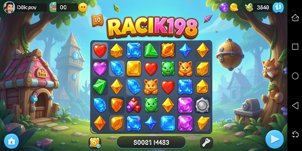 Screenshot dari gameplay seru RACIK198 di level Match-3.