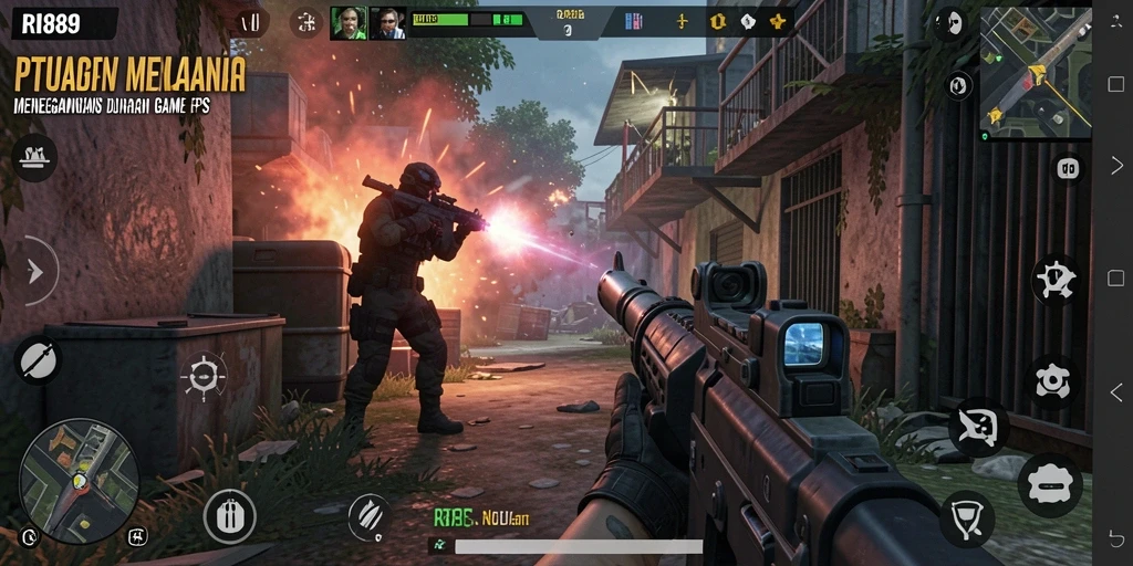 Tampilan gameplay seru dalam game FPS RI889 yang mendebarkan.