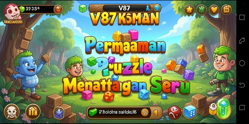 Screenshot utama V87 yang menampilkan gameplay Puzzle yang menantang dan menarik.