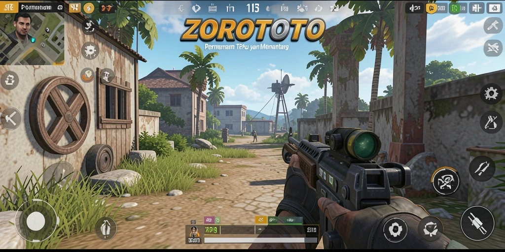 Screenshot gameplay ZOROTOTO yang menunjukkan aksi TPS yang seru.